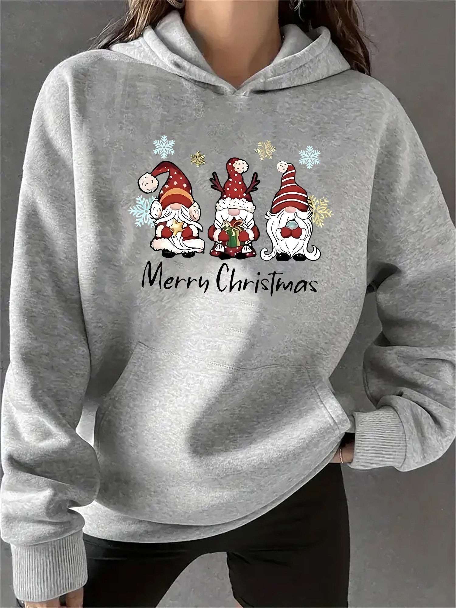 Natalie Women's Christmas Sweater – Soft Cotton Blend with Festive Elf & Snowflake Pattern