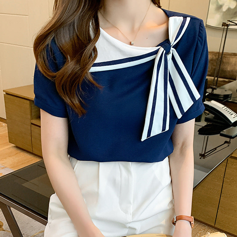Brooklyn Blouse Femme – Chiffon Blouse with Bow Collar & Airy Long Sleeves