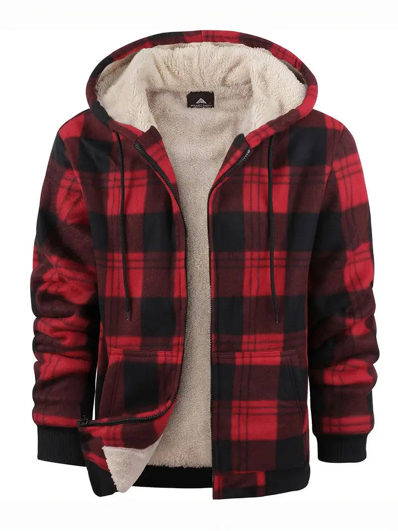 Henry Winter Jacket for Men with Plaid – Elegant Warm Coat with Button Closure