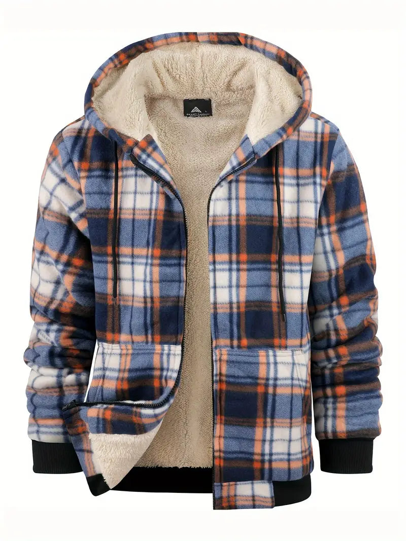 Henry Winter Jacket for Men with Plaid – Elegant Warm Coat with Button Closure