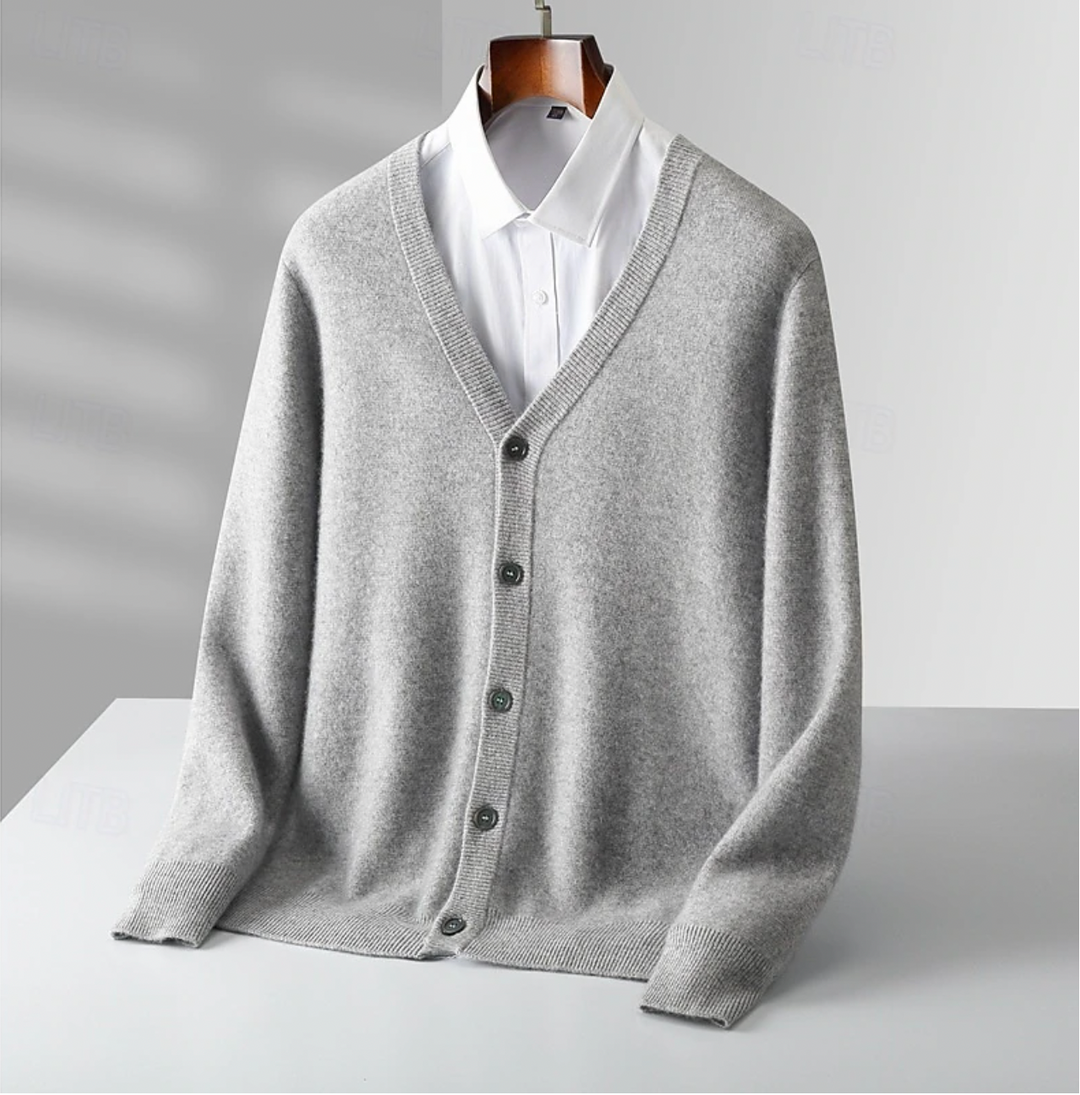 Men's Cliff Cardigan V-Neck – Buttoned, Regular Fit & Elegant Classic Style
