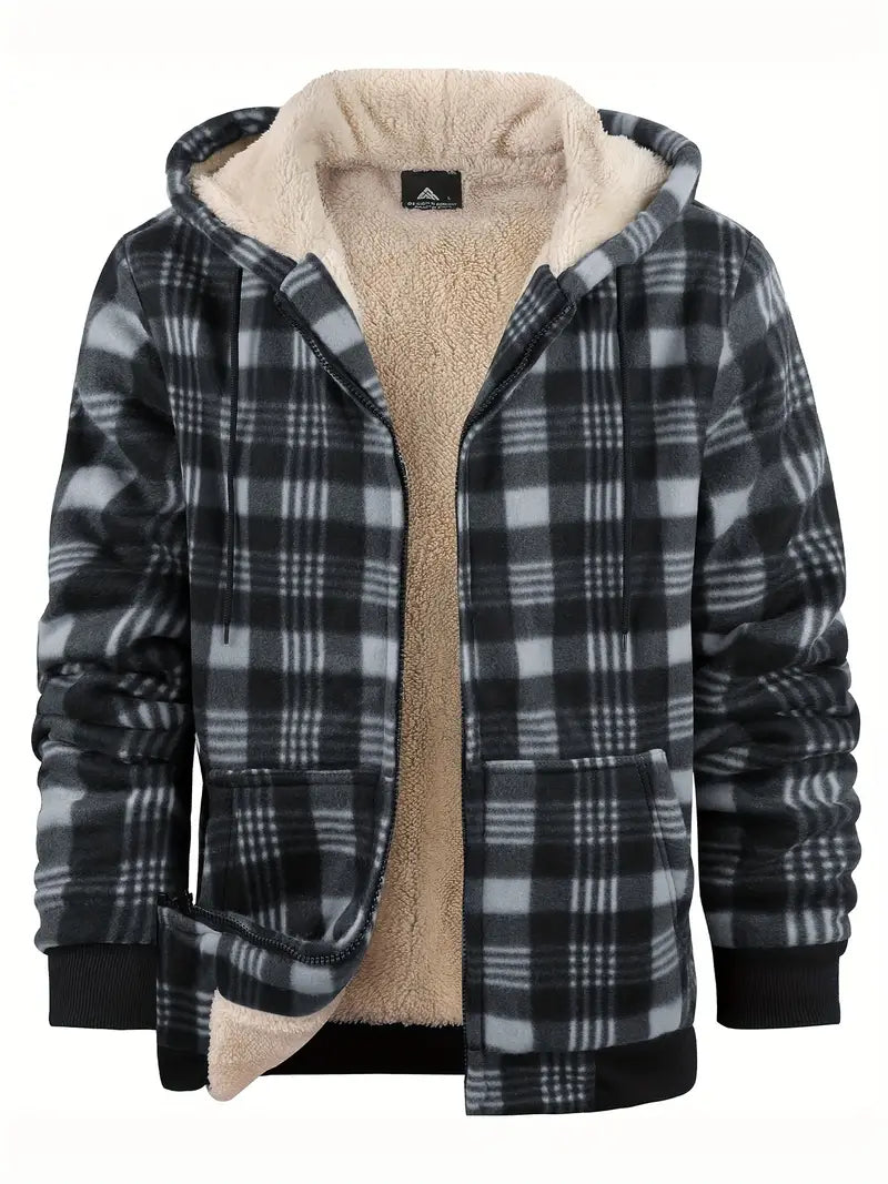 Henry Winter Jacket for Men with Plaid – Elegant Warm Coat with Button Closure