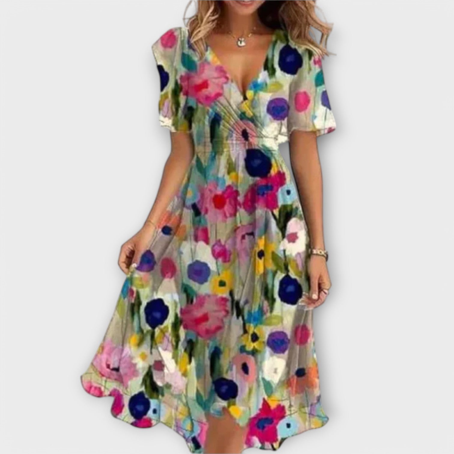 V-Neck Dress – Breathable Fabric & Flattering Silhouette