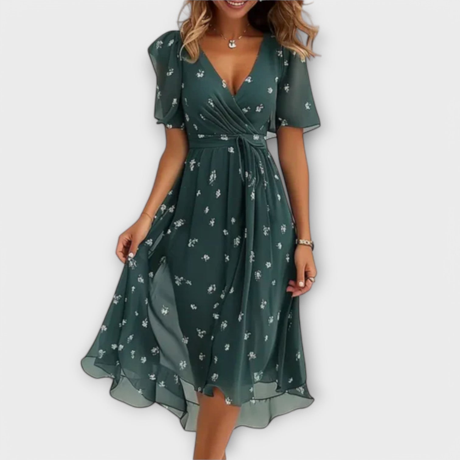 V-Neck Dress – Breathable Fabric & Flattering Silhouette