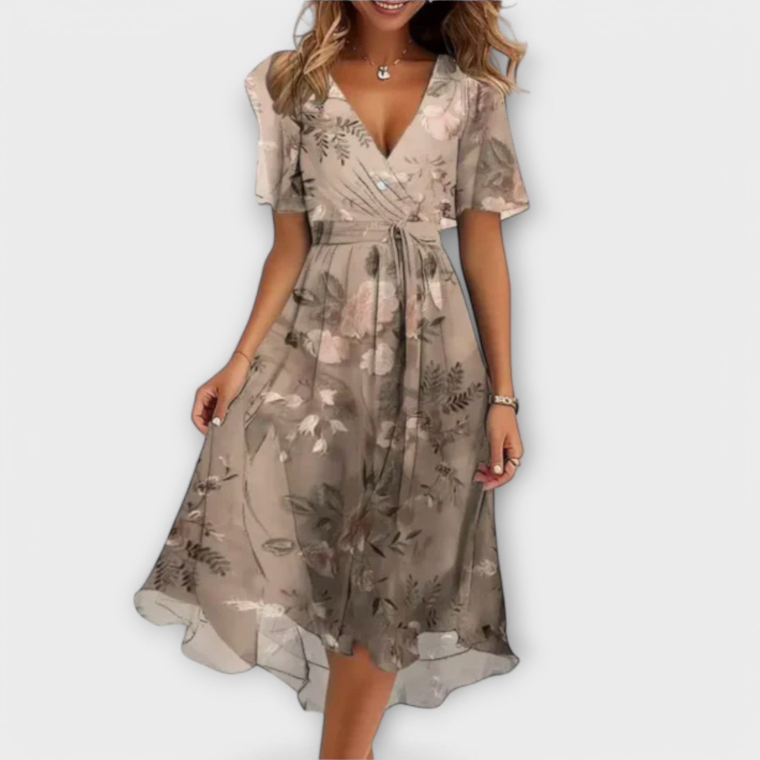 V-Neck Dress – Breathable Fabric & Flattering Silhouette