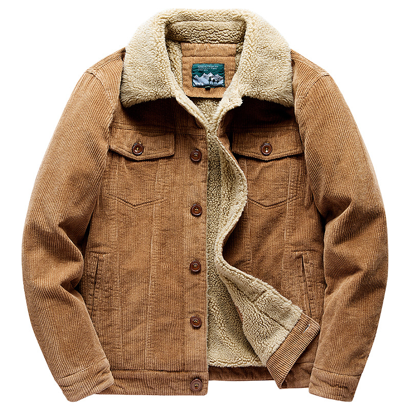 Mason Men's Trucker Jacket – Corduroy Lined with Sherpa, Teddy Collar & Classic Buttons
