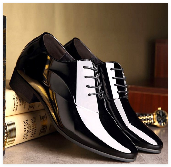 Men’s Two-Tone Patent Lace-Up Dress Shoes - Preppy Style