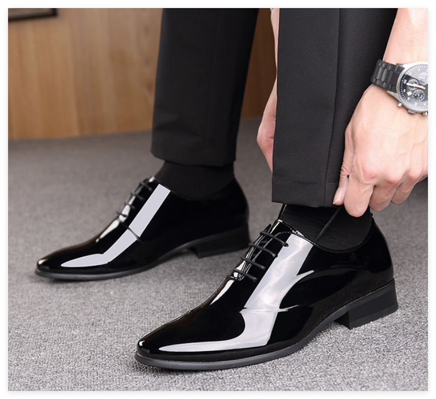 Men’s Two-Tone Patent Lace-Up Dress Shoes - Preppy Style