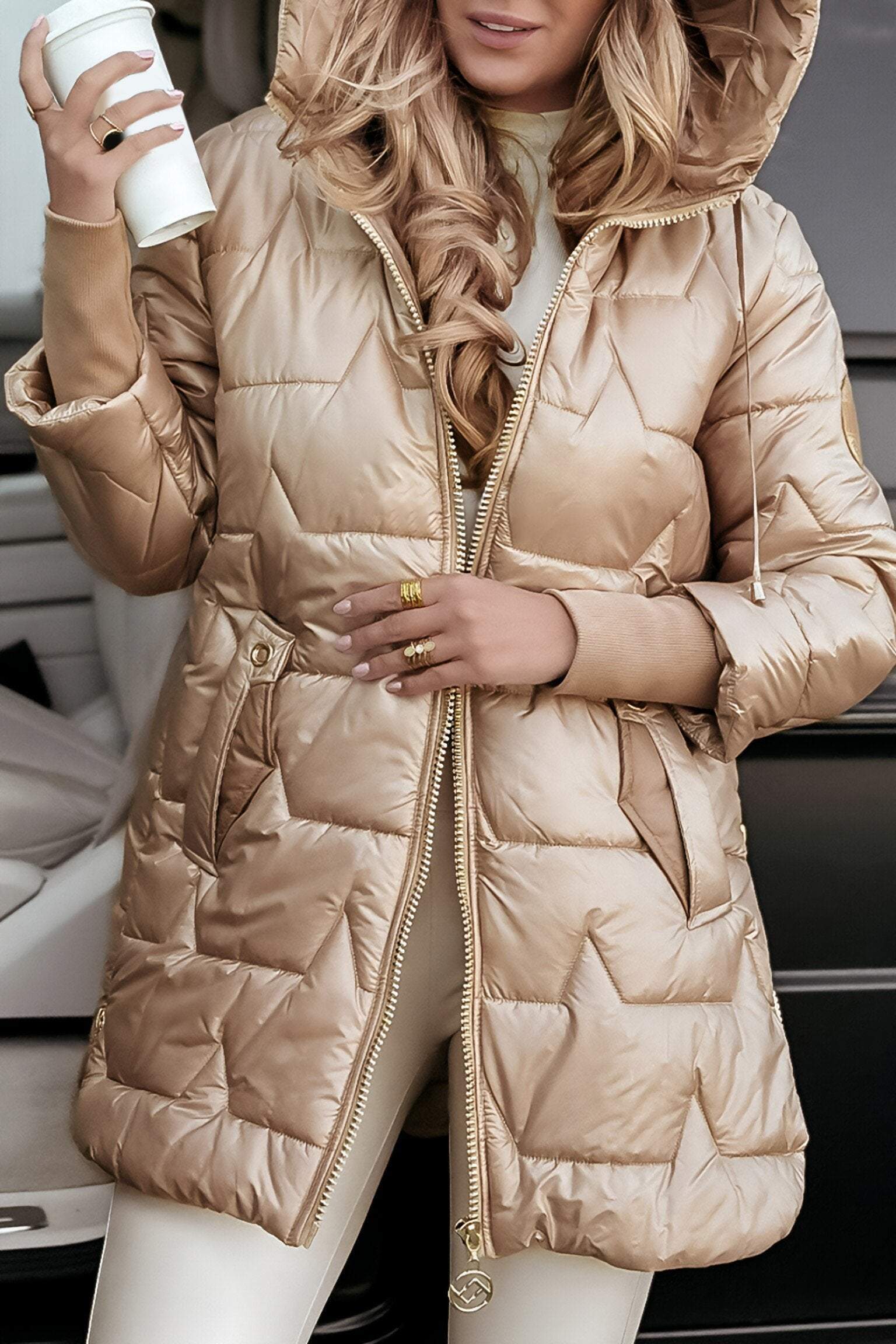 Kimberly Autumn Hooded Coat for Women – Warm Cotton Blend Jacket with Soft Fit & Timeless Design