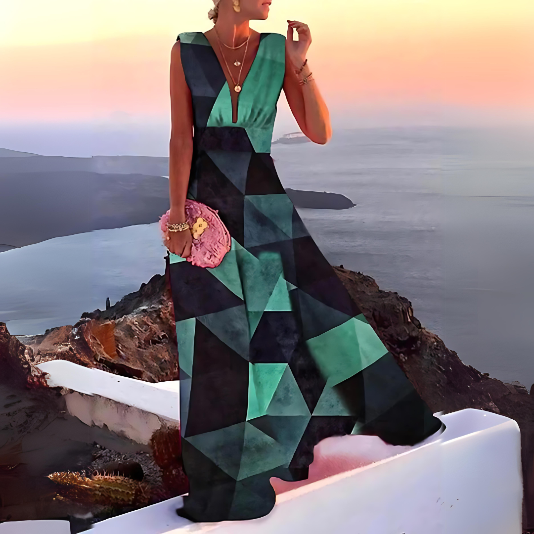 Chic and Elegant Sleeveless Printed Dress for Women