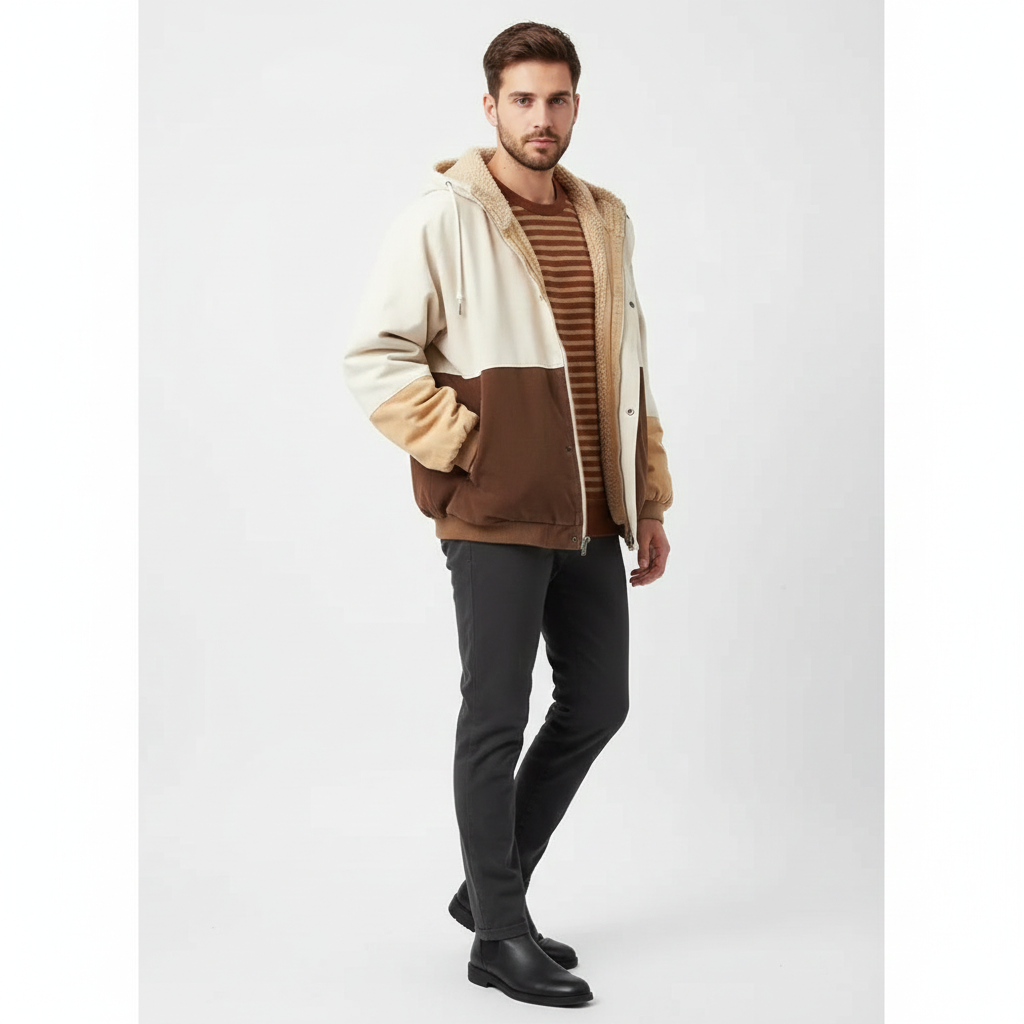 Lorki Color Block Jacket for Men – Modern Patchwork Jacket for Autumn and Winter