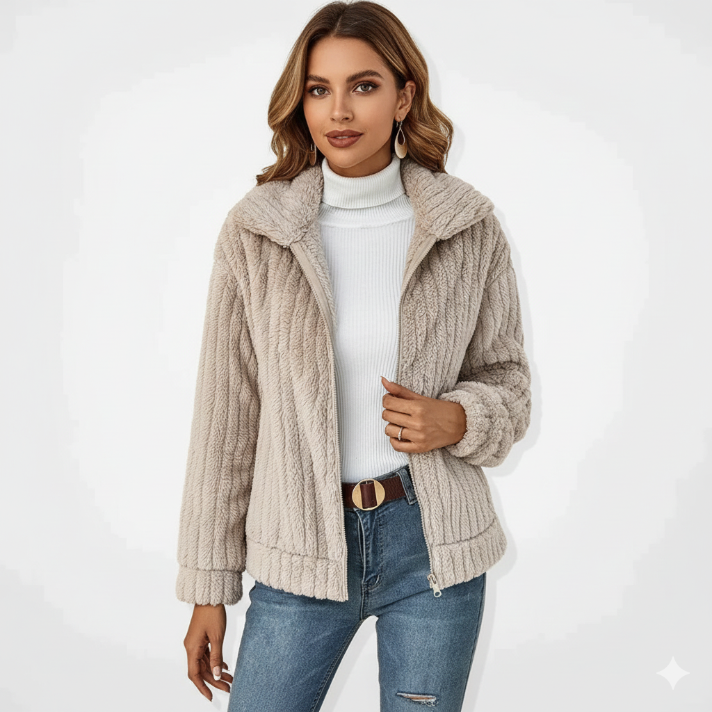 May Long Fleece Vest Women – Elegant and Warm Cardigan with Zip and Pockets