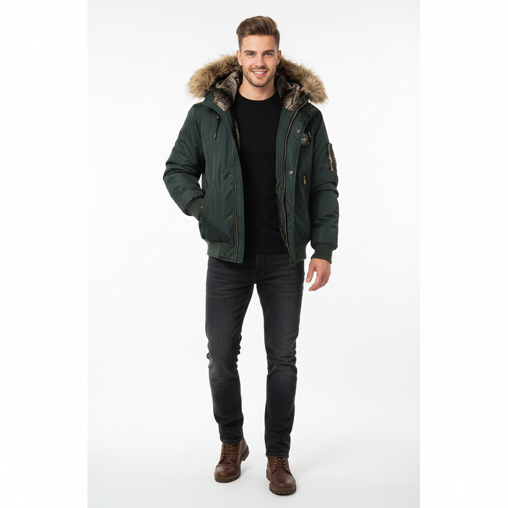 Ivan Bomber Quilted Man – Hood with Fake Fur, Warm & Urban Style