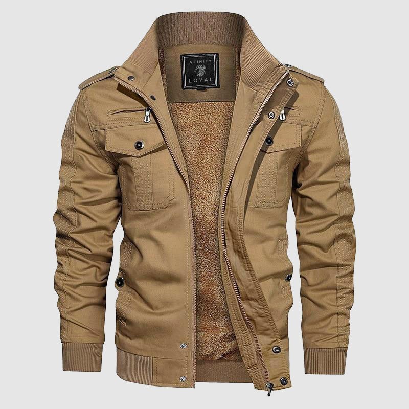 Aiden Men's Aviator Blouson – Warm Pilot Jacket with Fleece Lining & Stand-up Collar