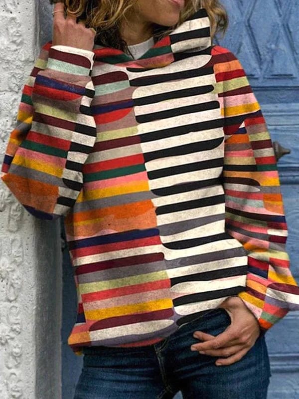 Savannah Women's Retro Knit Sweater – Vintage Pattern Sweater with Long Sleeves & Ribbed Finish