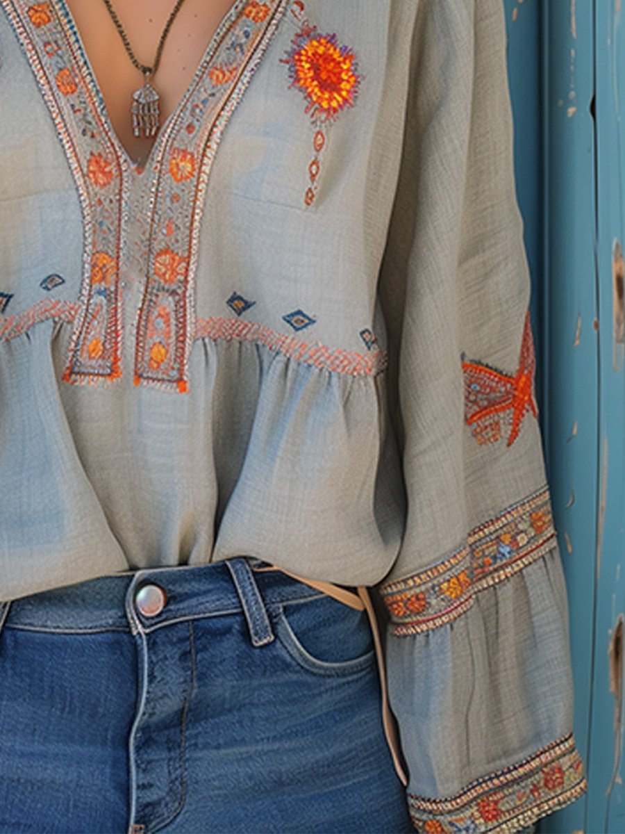 Sienna Blouse Woman Bohemian – Authentic Embroidery & Airy Summer Cut