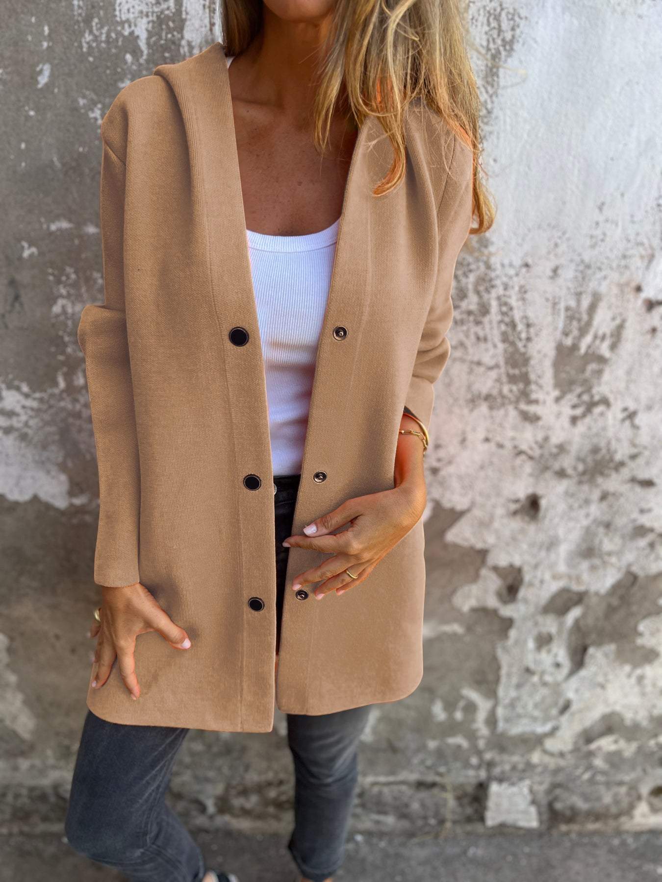 Kathryn Vest Long Hooded – Light & Stylish, Perfect for Mid-Season Women
