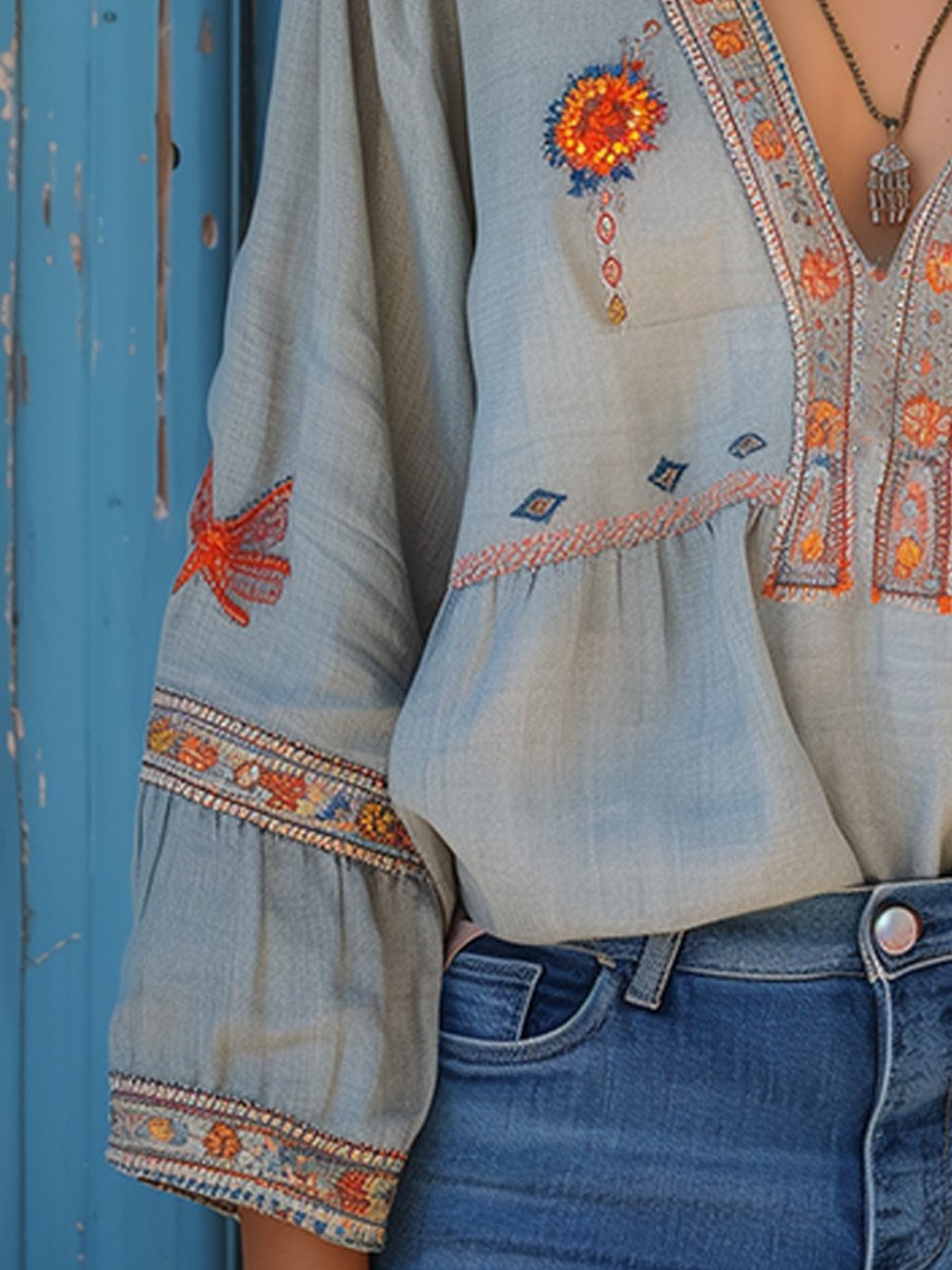 Sienna Blouse Woman Bohemian – Authentic Embroidery & Airy Summer Cut
