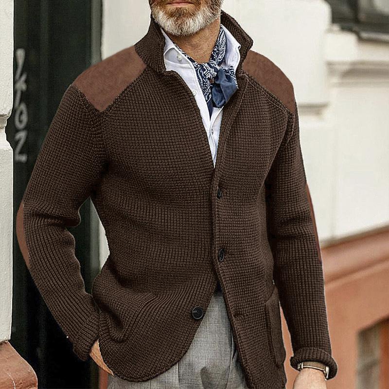 Edward Blazer Homme Vintage – Elegant Stand-up Collar, Long Sleeves & Timeless Style