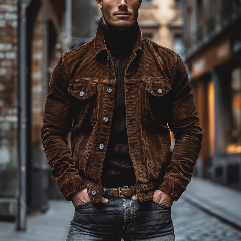 Bryn Corduroy Men's Jacket – Vintage Workwear Style with Functional Pockets