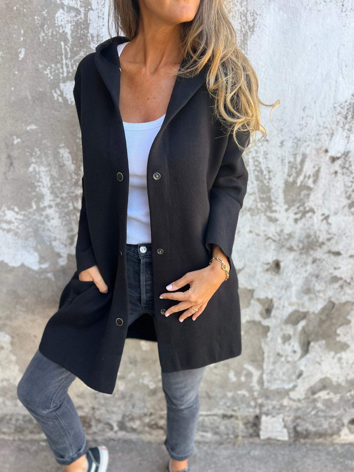 Kathryn Vest Long Hooded – Light & Stylish, Perfect for Mid-Season Women