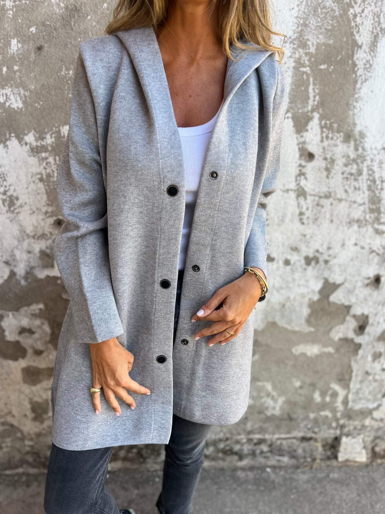 Kathryn Vest Long Hooded – Light & Stylish, Perfect for Mid-Season Women