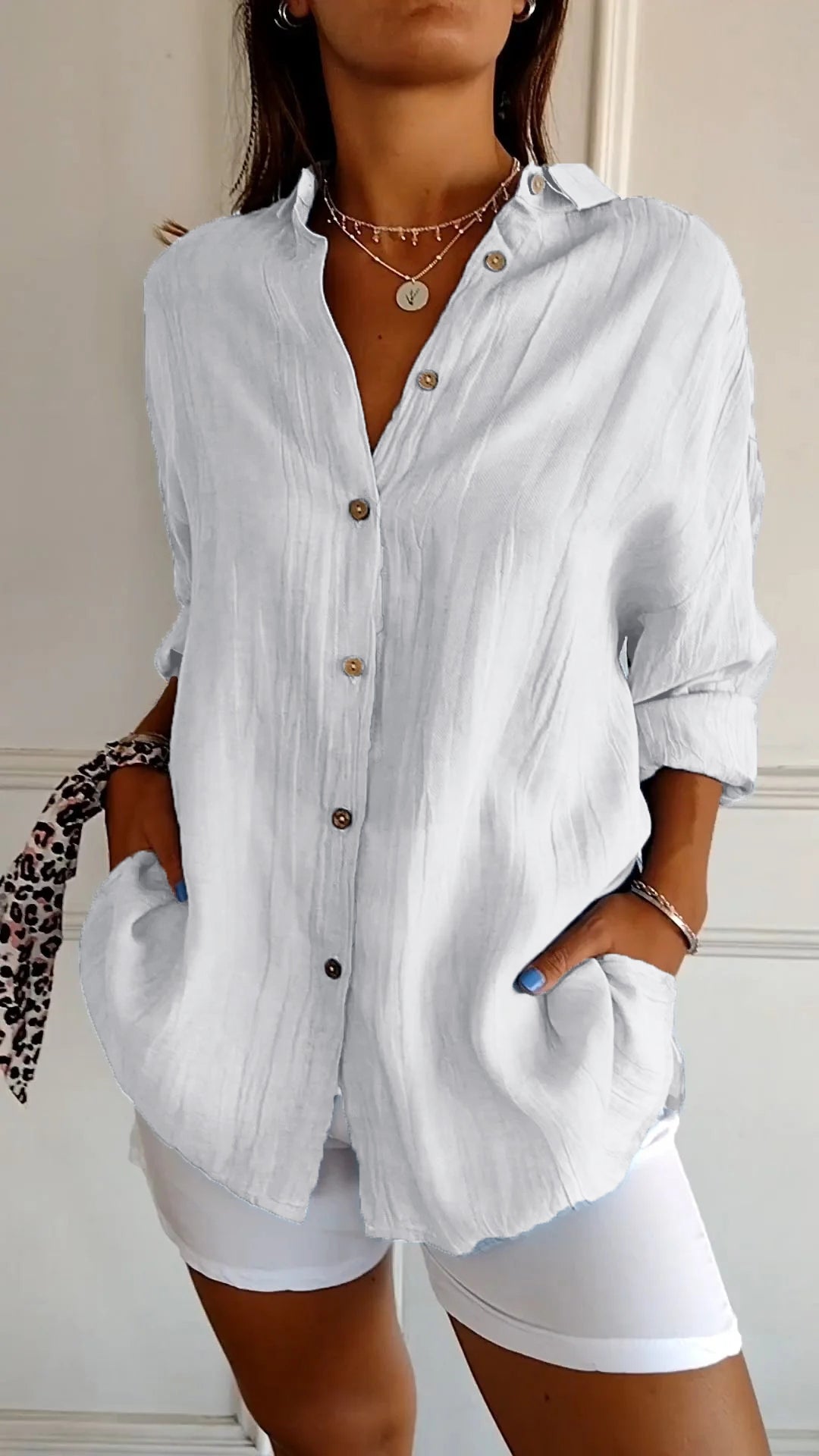 Women's Button-Down Shirt - Lightweight Casual Summer Top
