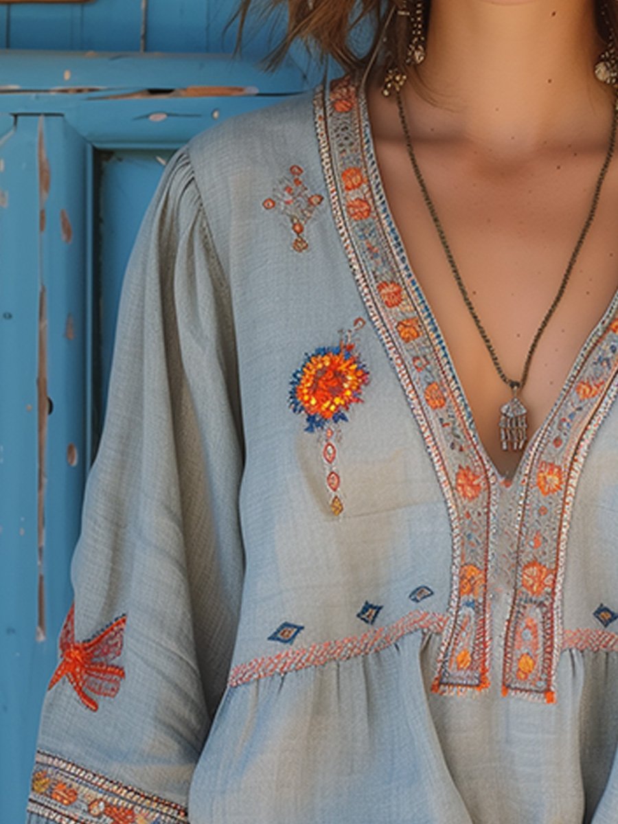 Sienna Blouse Woman Bohemian – Authentic Embroidery & Airy Summer Cut