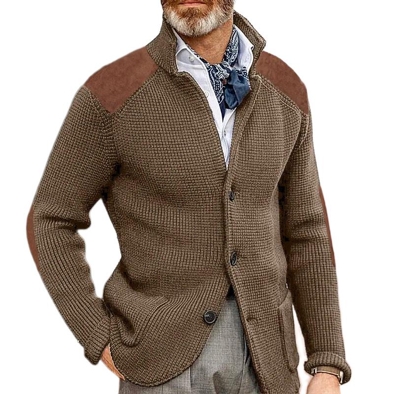 Edward Blazer Homme Vintage – Elegant Stand-up Collar, Long Sleeves & Timeless Style