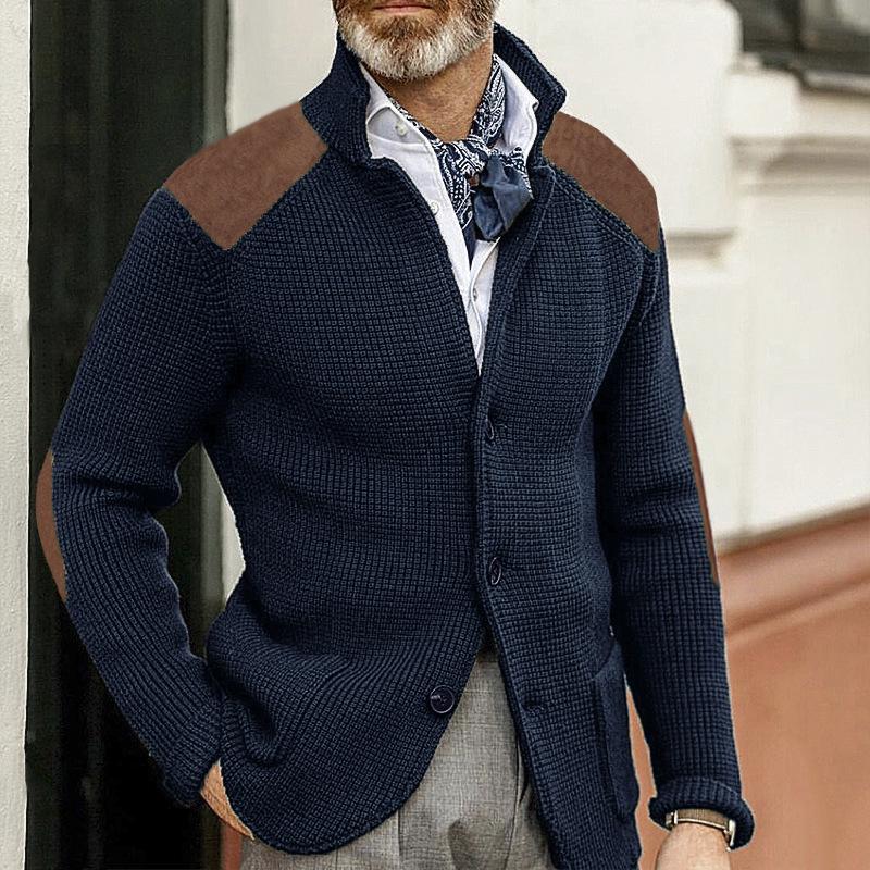 Edward Blazer Homme Vintage – Elegant Stand-up Collar, Long Sleeves & Timeless Style