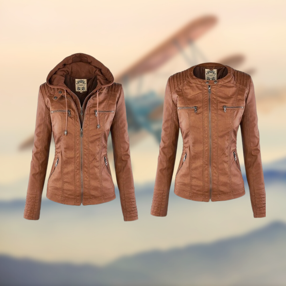 Vivian Women's Jacket – In Soft Leather with Hood, Elegant & Versatile for Everyday Use