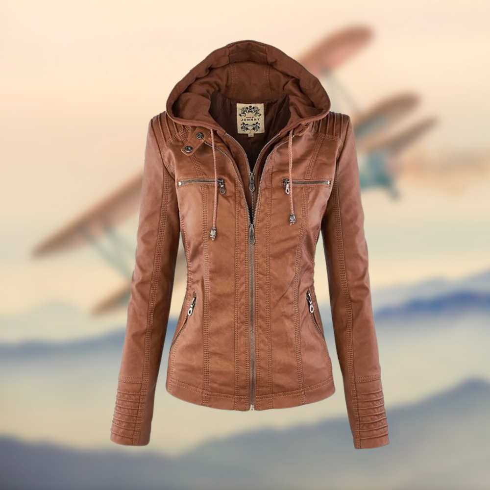 Vivian Women's Jacket – In Soft Leather with Hood, Elegant & Versatile for Everyday Use