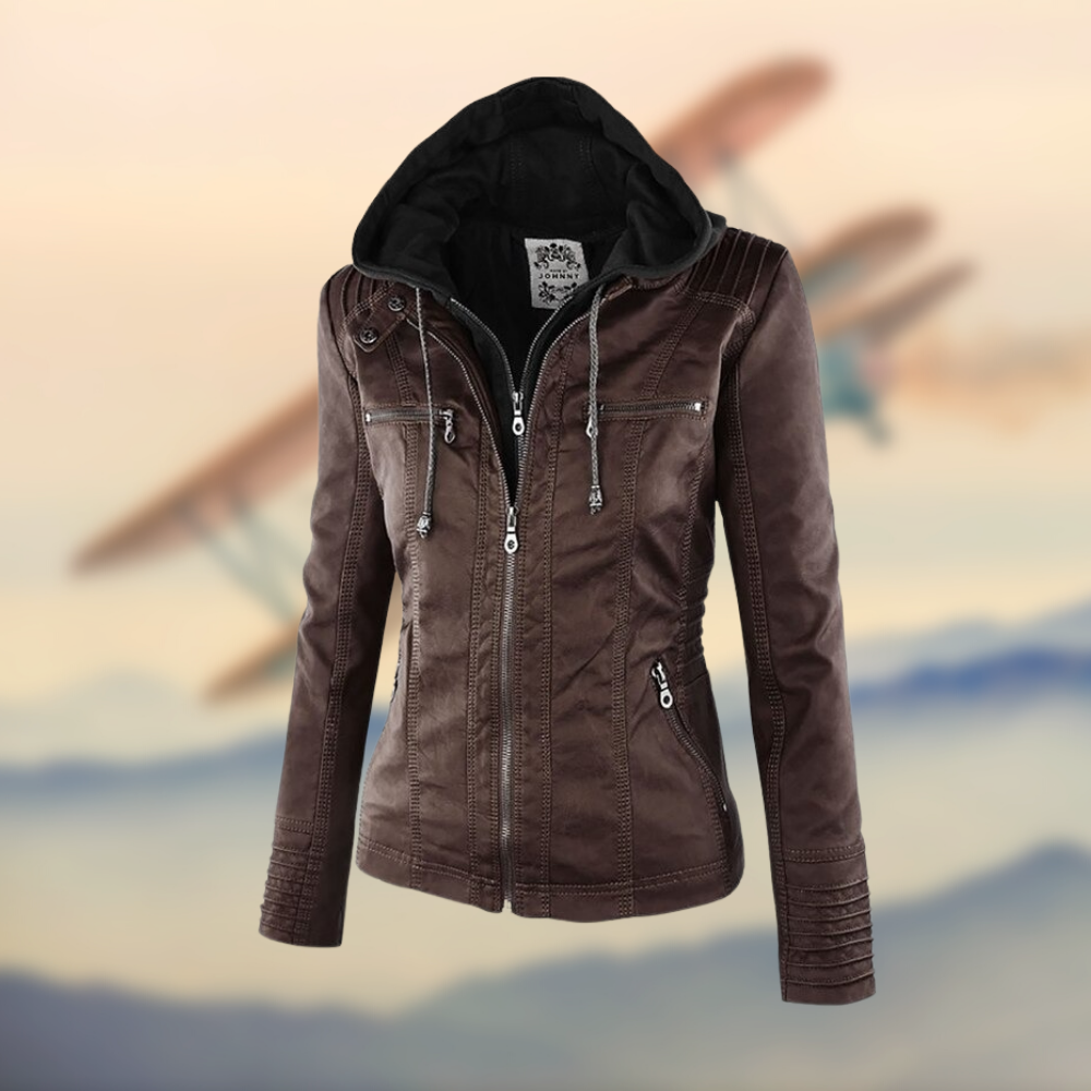 Vivian Women's Jacket – In Soft Leather with Hood, Elegant & Versatile for Everyday Use