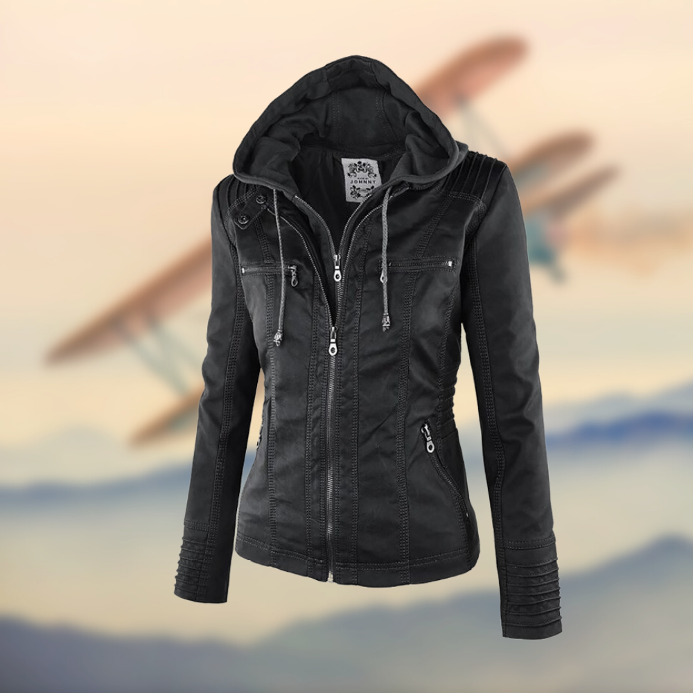 Vivian Women's Jacket – In Soft Leather with Hood, Elegant & Versatile for Everyday Use