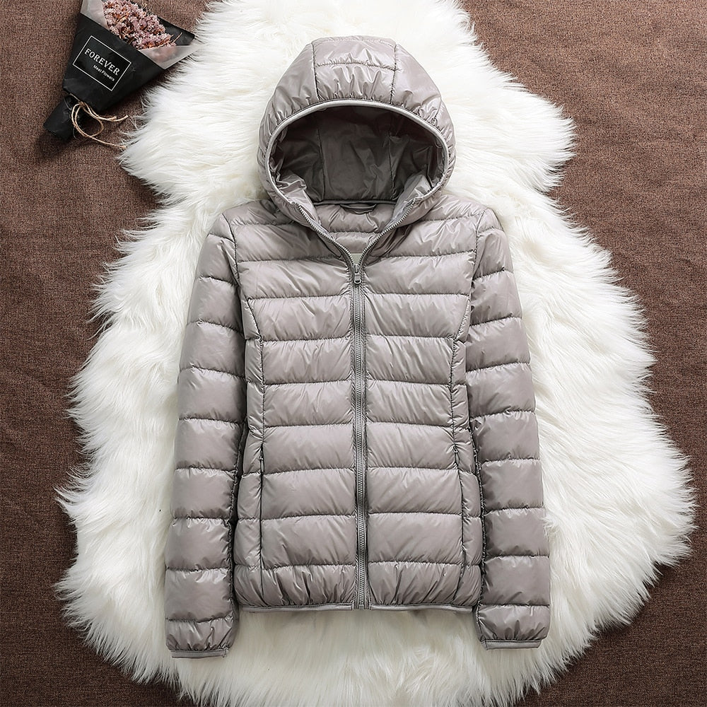 Nora Women's Jacket – Ultra-Light Waterproof Jacket with Removable Hood & Elegant Pleats