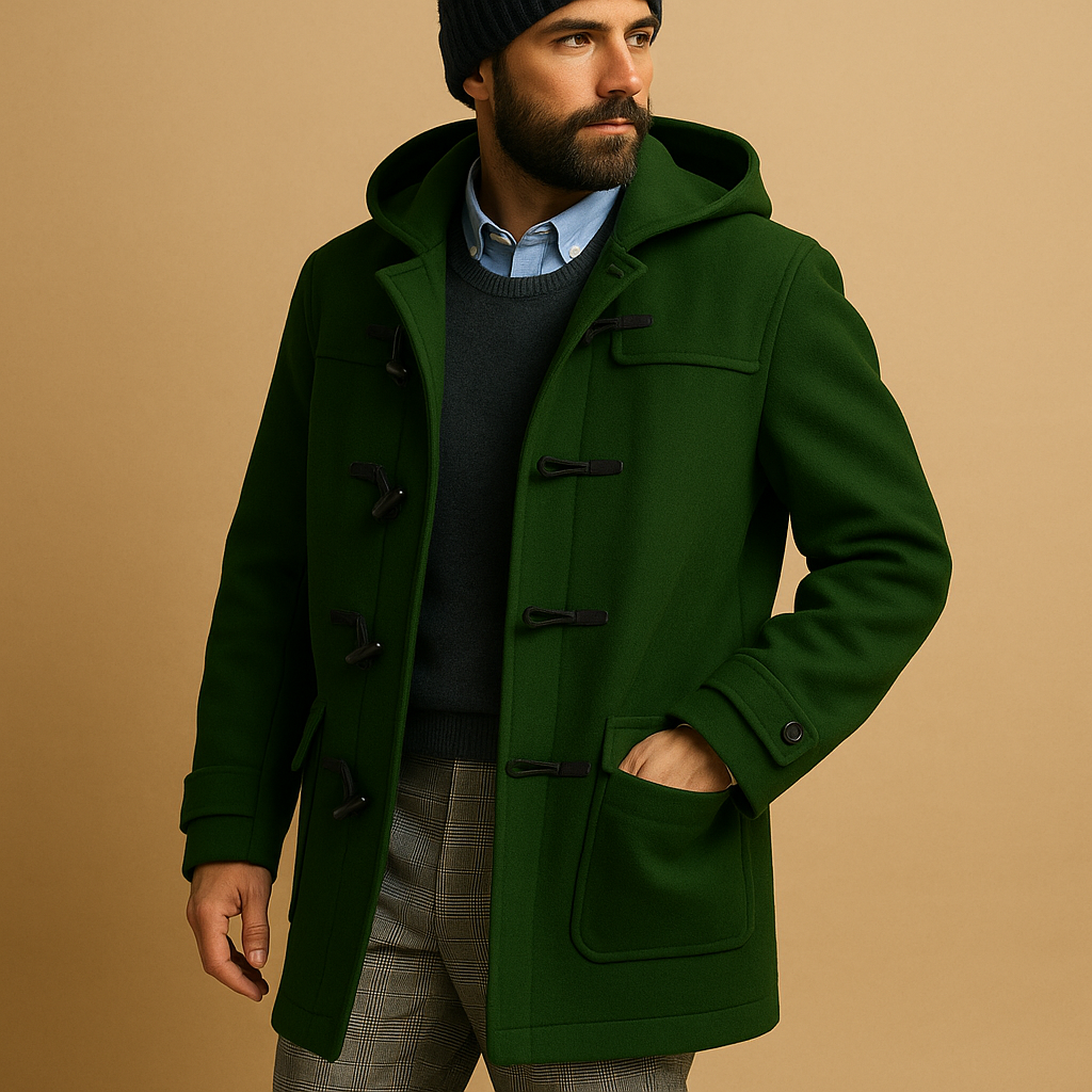 Seth Long Coat Men – Elegant Extended Cut with Front Closure & Side Pockets