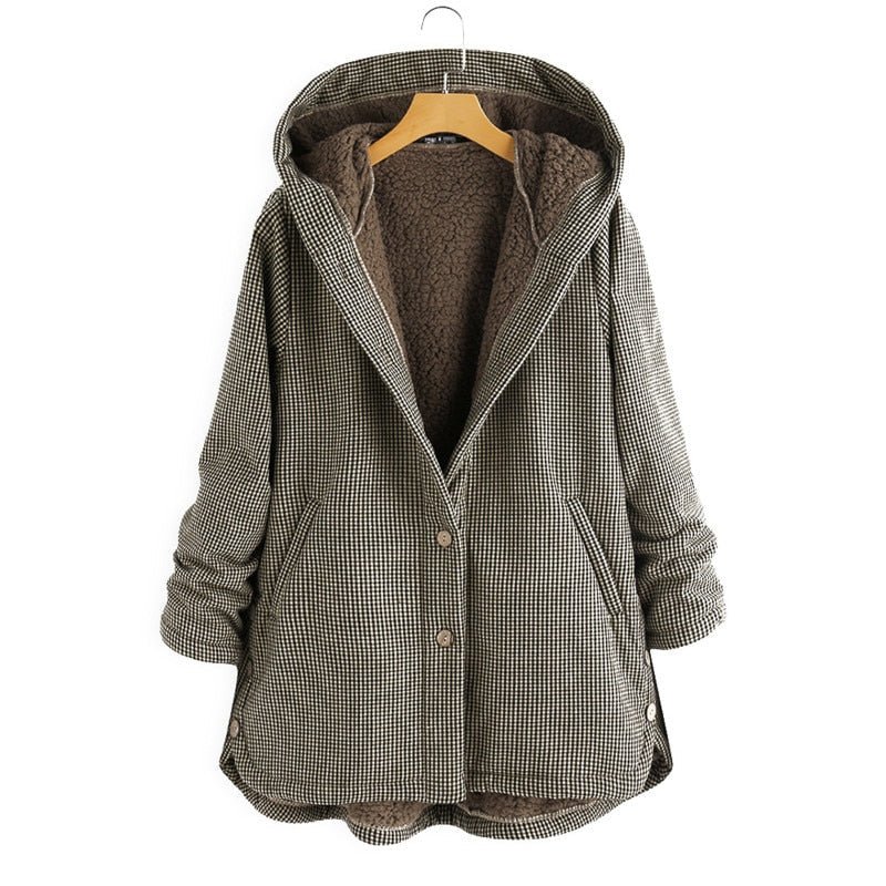Elowyn Women's Winter Jacket with Hood – Chic & Warm Oversized Plush Jacket Plus-Size