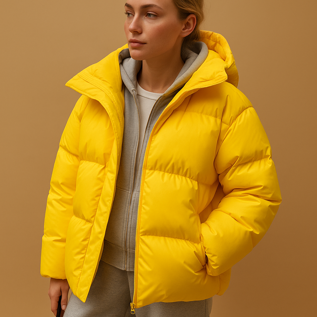 Delaney Women's Quilted Winter Jacket – Oversized Water-Repellent Coat with Hood & Zipper Closure