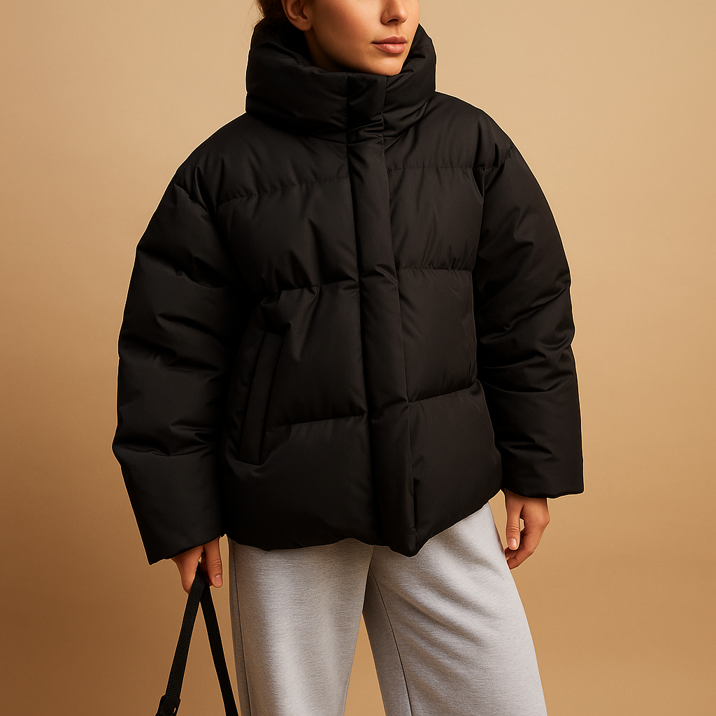 Delaney Women's Quilted Winter Jacket – Oversized Water-Repellent Coat with Hood & Zipper Closure