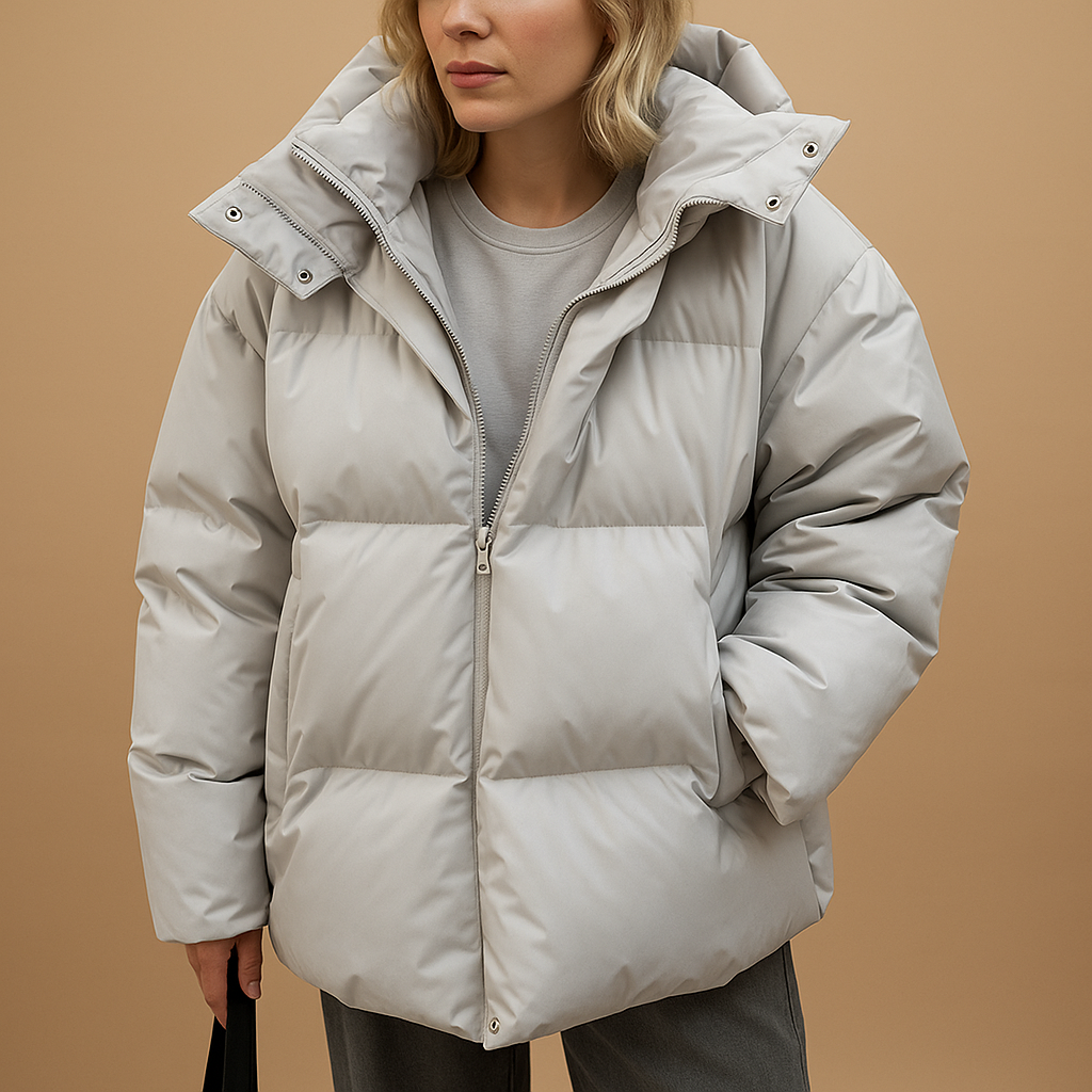 Delaney Women's Quilted Winter Jacket – Oversized Water-Repellent Coat with Hood & Zipper Closure