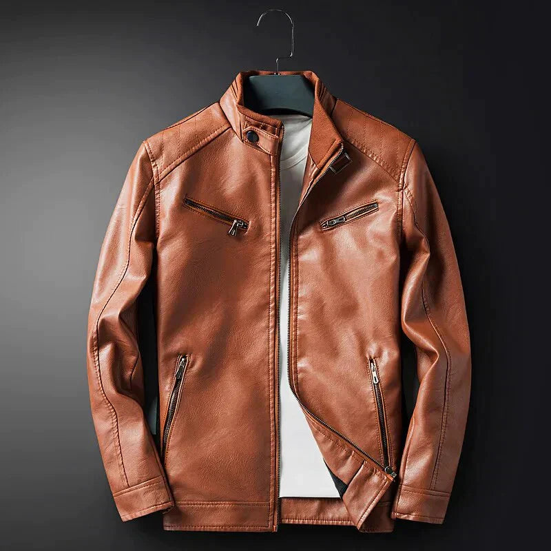 Fred Men's Leather Jacket – Regular Fit, Multiple Pockets & Timeless Elegant Style