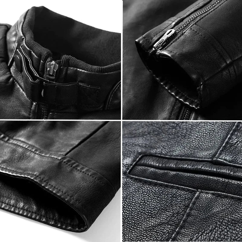Fred Men's Leather Jacket – Regular Fit, Multiple Pockets & Timeless Elegant Style