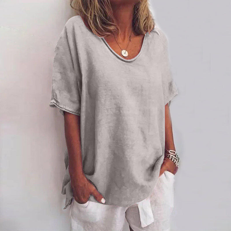 Ana Blouse Femme Classique – Loose Fit Blouse with Short Sleeves for a Casual Look