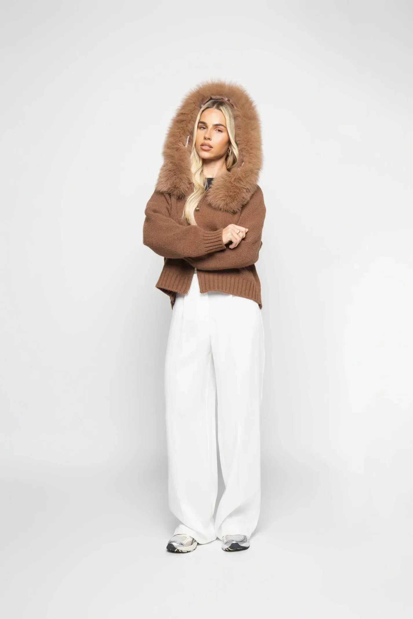 Janelle Women's Jacket – Elegant Wool Jacket with Fur-Lined Hood