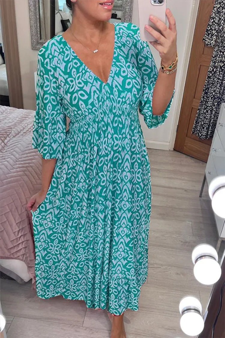 Elegant and Stylish Printed V-Neck Dress for Women