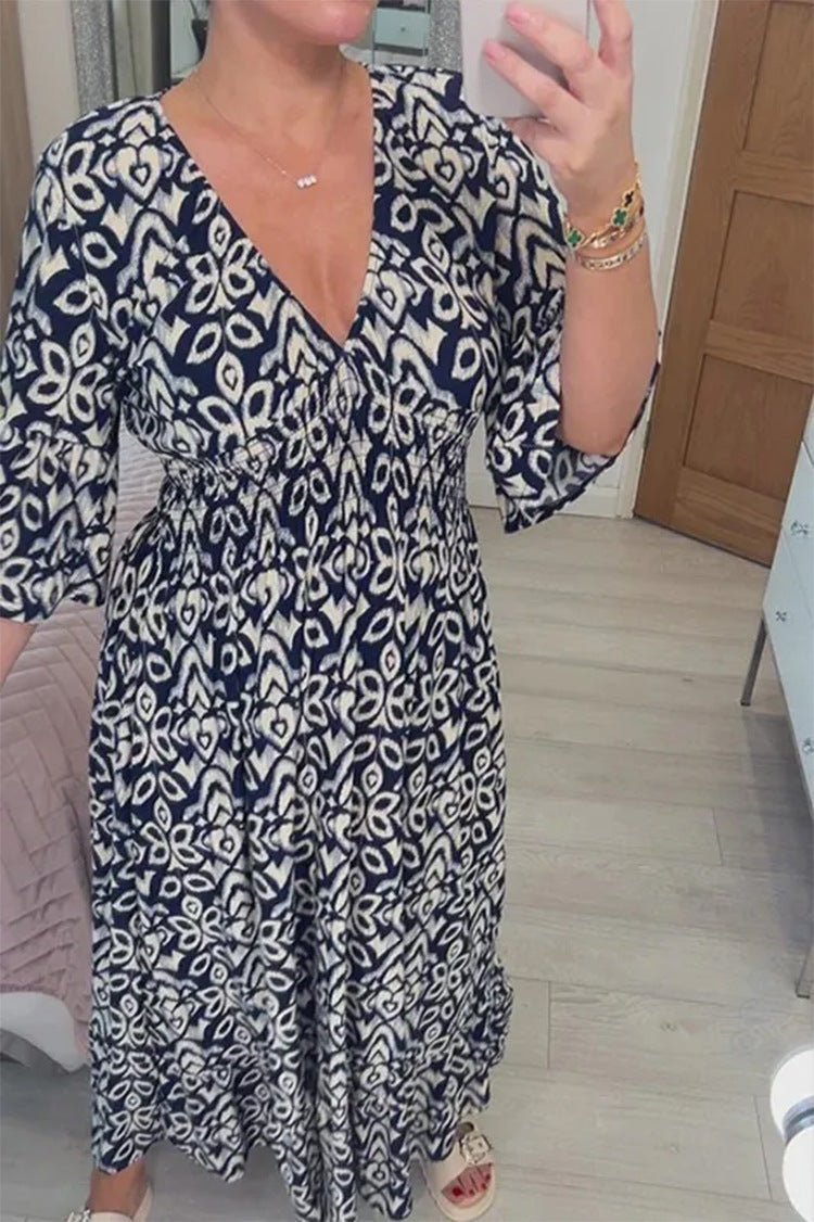 Elegant and Stylish Printed V-Neck Dress for Women