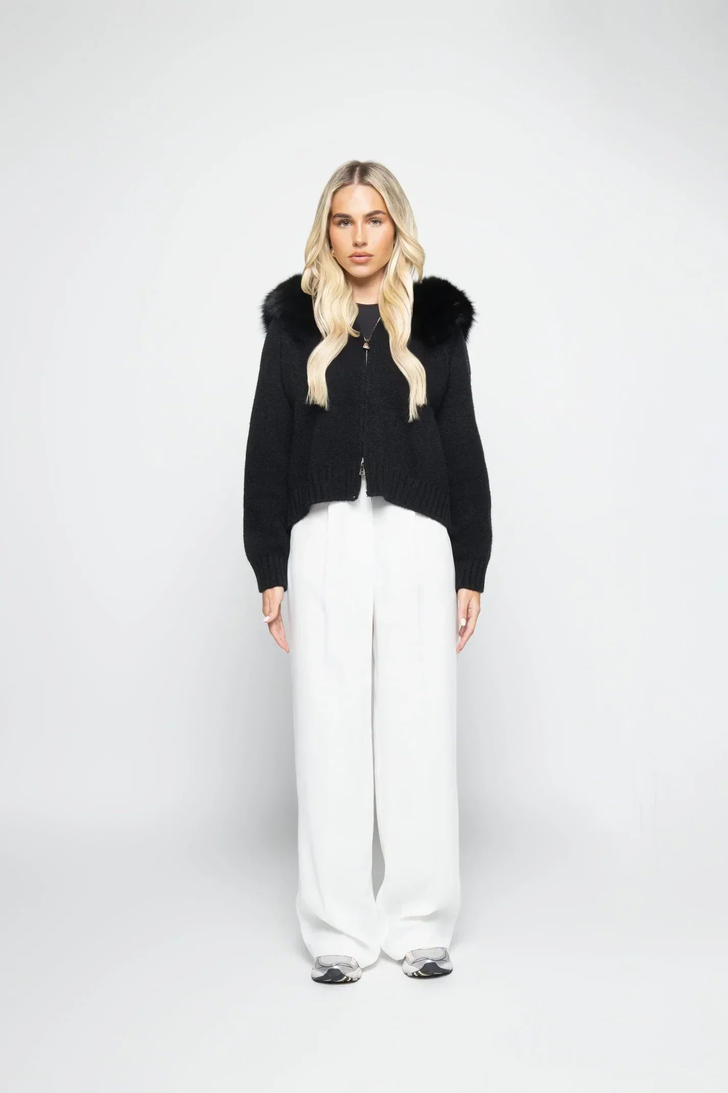 Janelle Women's Jacket – Elegant Wool Jacket with Fur-Lined Hood