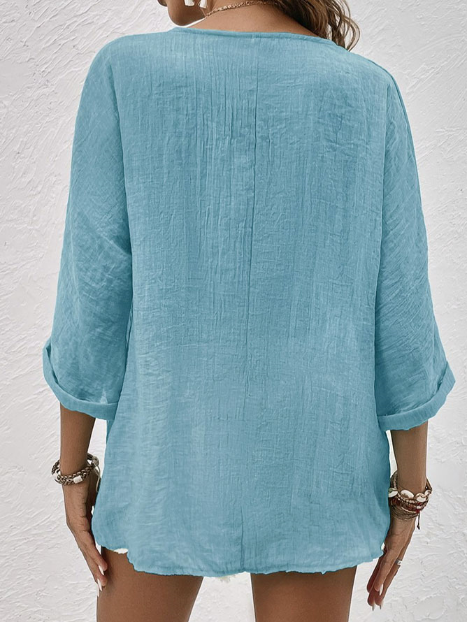 Blouse Woman Criza with V Neck – Light Casual Fit with Short Sleeves for Daily Comfort