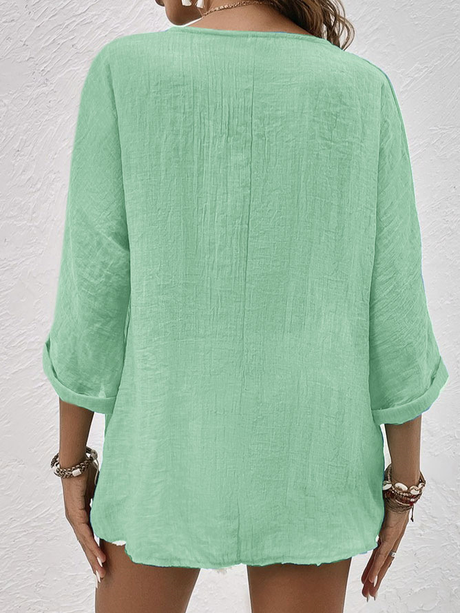 Blouse Woman Criza with V Neck – Light Casual Fit with Short Sleeves for Daily Comfort