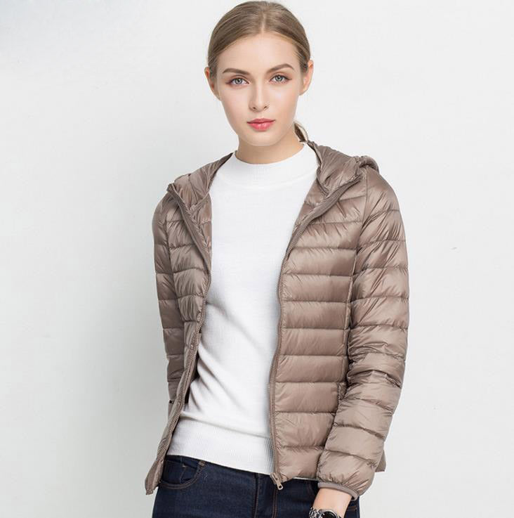 Autumn Lightweight Women's Down Jacket – Mid-Season Jacket with Hood & Daily Comfort